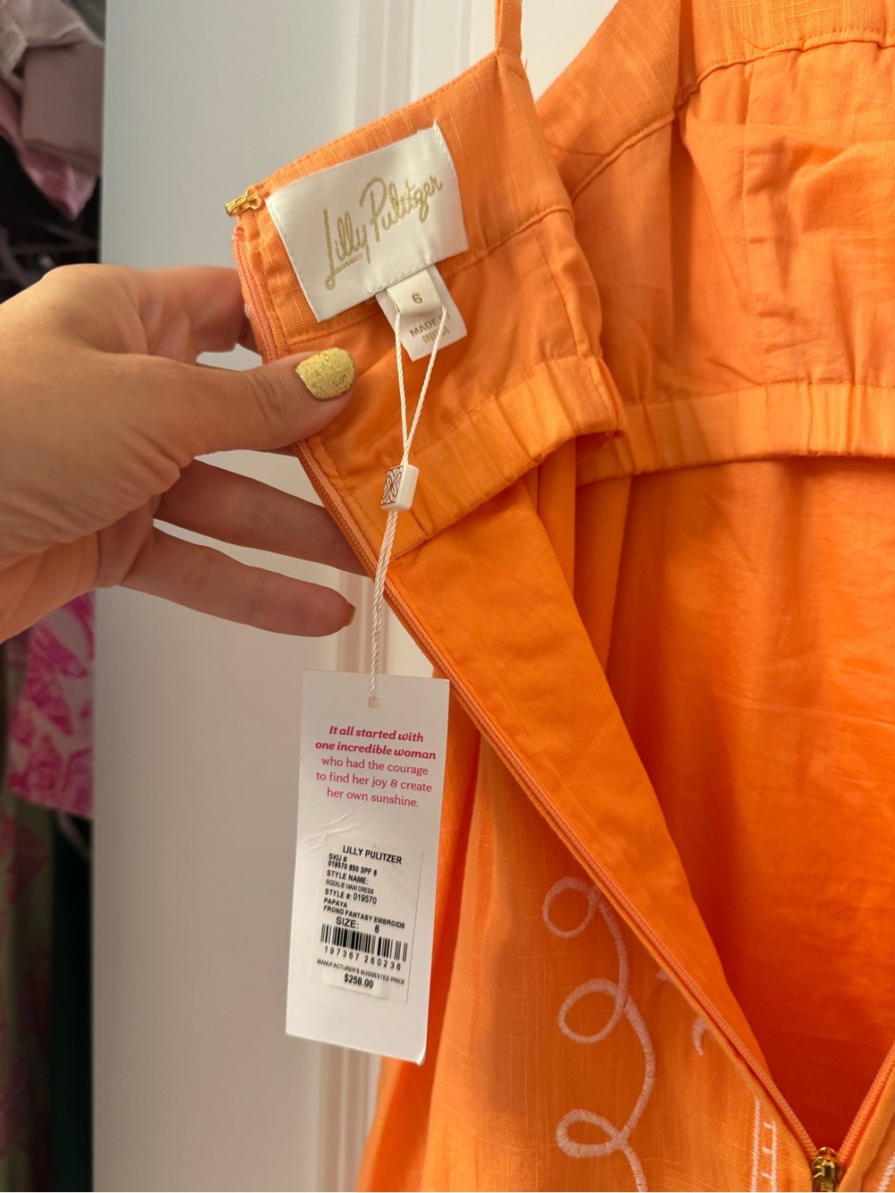 Lilly Pulitzer Orange Sleeveless Embroidered Dress - Picture 7 of 8